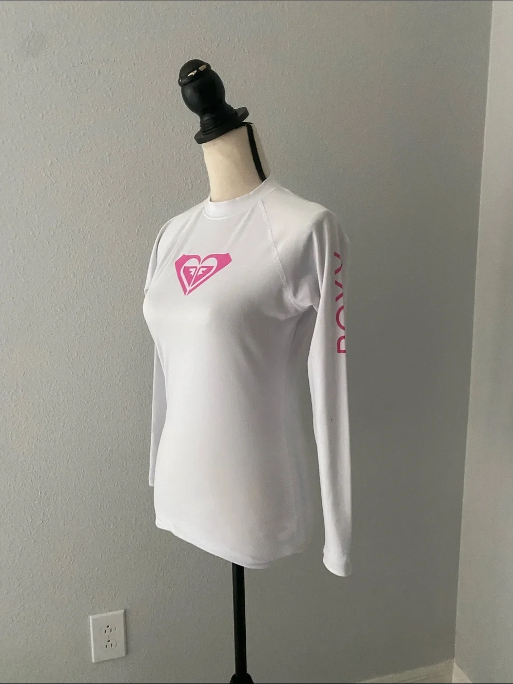 ROXY Big Girls Whole Hearted Long Sleeve White Rashguard | L